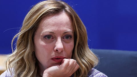 FILE PHOTO: Italy's Prime Minister Giorgia Meloni attends a European Union leaders' summit in Brussels, Belgium June 27, 2024. 