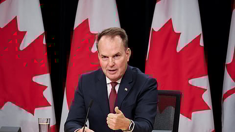 Canada's Minister of Labour Steve MacKinnon speaks to the media about rail stoppages, in Ottawa, Ontario, Canada August 22, 2024. 
