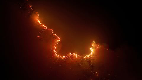 FILE PHOTO: A drone view shows a fire from burning vegetation in Amazon rainforest, in Apui, Amazonas state, Brazil, August 8, 2024.