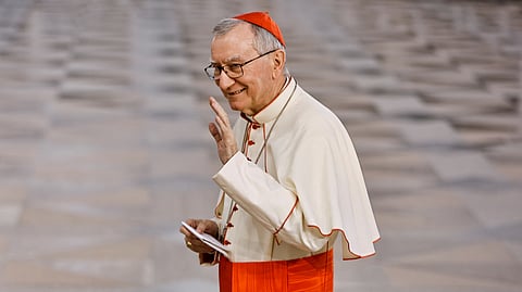 FILE PHOTO: Vatican's Secretary of State Cardinal Pietro Parolin arrives at Sakhir Palace, south of Manama, Bahrain, November 3, 2022. 