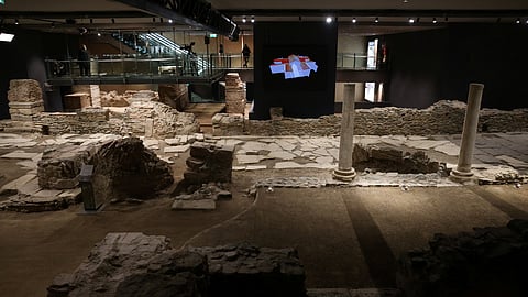 A view of a subway station during a visit by Greek president and prime minister to admire artefacts unearthed during construction work in Thessaloniki, Greece, November 29, 2024. 
