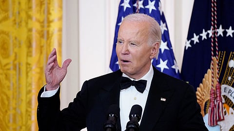 U.S. President Joe Biden hosts Kennedy Center honorees in the East Room at the White House in Washington, U.S., December 8, 2024. 
