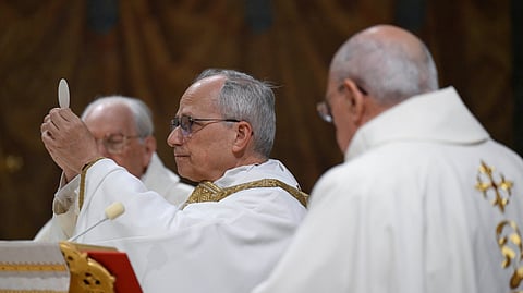 Pope Leo XIV conducts Mass in the Sistine Chapel at the Vatican, May 9, 2025. 