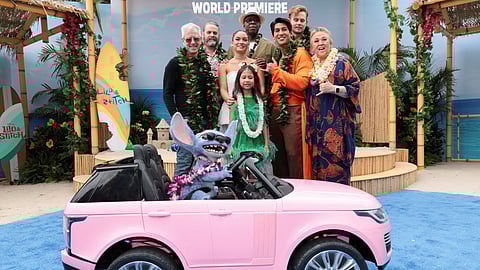FILE PHOTO: Chris Sanders, Billy Magnussen, Zach Galifianakis, Maia Kealoha, Sydney Agudong, Courtney B. Vance, Kaipo Dudoit, Amy Hill and Stitch attend a premiere for the film "Lilo & Stitch" in Los Angeles, California, U.S. May 17, 2025. 