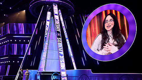 Billie Eilish gives acceptance speech for the Artist of the Year award virtually at the 2025 American Music Awards, in Las Vegas, Nevada, U.S., May 26, 2025. 