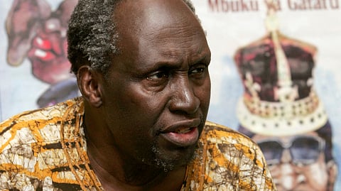 FILE PHOTO: Kenyan author Ngugi Wa Thiong'o speaks to Reuters during an interview on his newly launched book "Wizard of the Crow" at a bookshop in downtown Nairobi January 16, 2007. The book, which took Wa Thiong'o more than six years to write, was released on Monday, about 20 years after his novel "Matigari". 