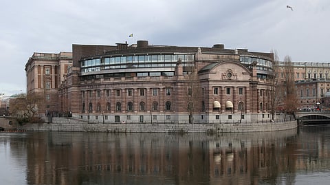 FILE PHOTO: A view of a building of Sweden's parliament in Stockholm, Sweden, February 25, 2024. 