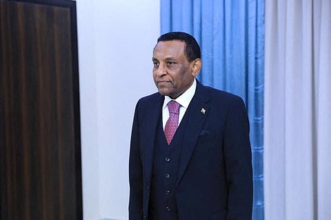 FILE PHOTO: Former UN official Kamil Idris is sworn in, as Sudan's new prime minister in front of Sudan army chief, Abdel Fattah al-Burhan (not pictured) in Port Sudan, Sudan, May 31, 2025. 