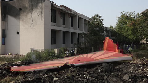 FILE PHOTO: Wreckage of a Boeing 787 Dreamliner lies at the site where the Air India plane crashed in Ahmedabad, India, June 12, 2025. 