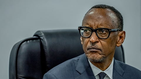 FILE PHOTO: Rwanda's President Paul Kagame of the ruling Rwanda Patriotic Front (RPF) party sits to submit his candidature, where he seeks re-election in the upcoming polls due in July at Rwanda's National Election Commission in Kiyovu, Kigali, Rwanda May 17, 2024.