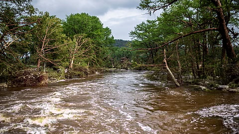 The Guadalupe River flows after a deadly flooding in Kerr County, Texas, U.S., July 5, 2025. 