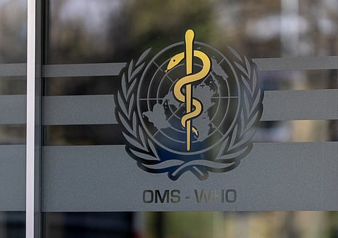 FILE PHOTO: The logo of the World Health Organization is seen at the WHO headquarters in Geneva, Switzerland, January 28, 2025. 