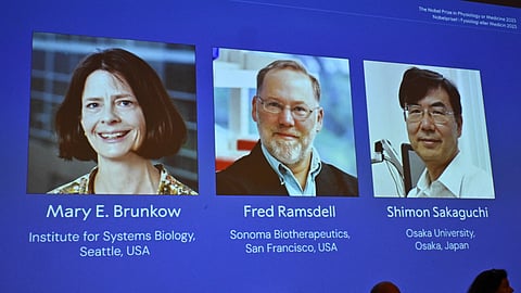Mary E Brunkow, Fred Ramsdell and Shimon Sakaguchi are awarded this year's Nobel Prize in Medicine or Physiology. The Nobel Assembly at Karolinska Institutet announce the Nobel Prize in Physiology or Medicine on October 6, 2025, in Stockholm, Sweden. 
