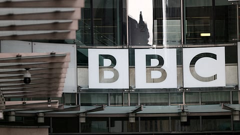 FILE PHOTO: The BBC logo outside the BBC Broadcasting House in London, Britain, November 15, 2025.