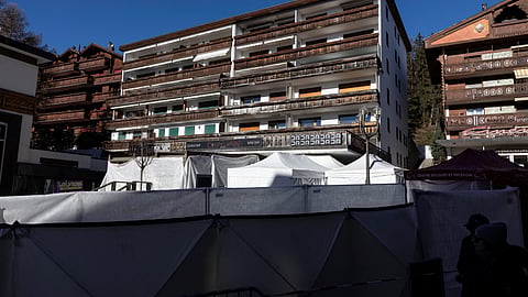A general view of the "Le Constellation" bar, after a deadly fire and explosion during a New Year's Eve party in the upscale ski resort of Crans-Montana in southwestern Switzerland, January 6, 2026. 