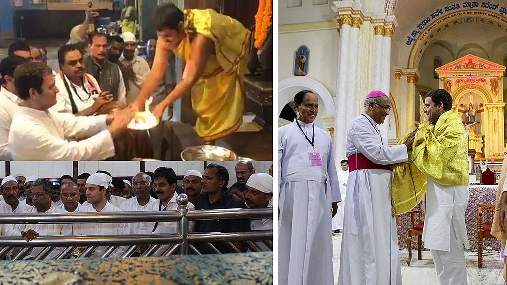 Rahul visits iconic  temple, dargah and church on Karnataka tour