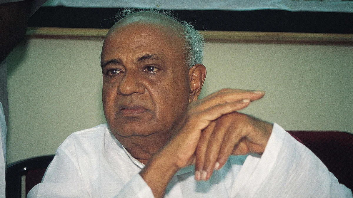 Former PM and Janata Dal (Secular) chief HD Deve Gowda (Photo by Sipra Das/The India Today Group/Getty Images)