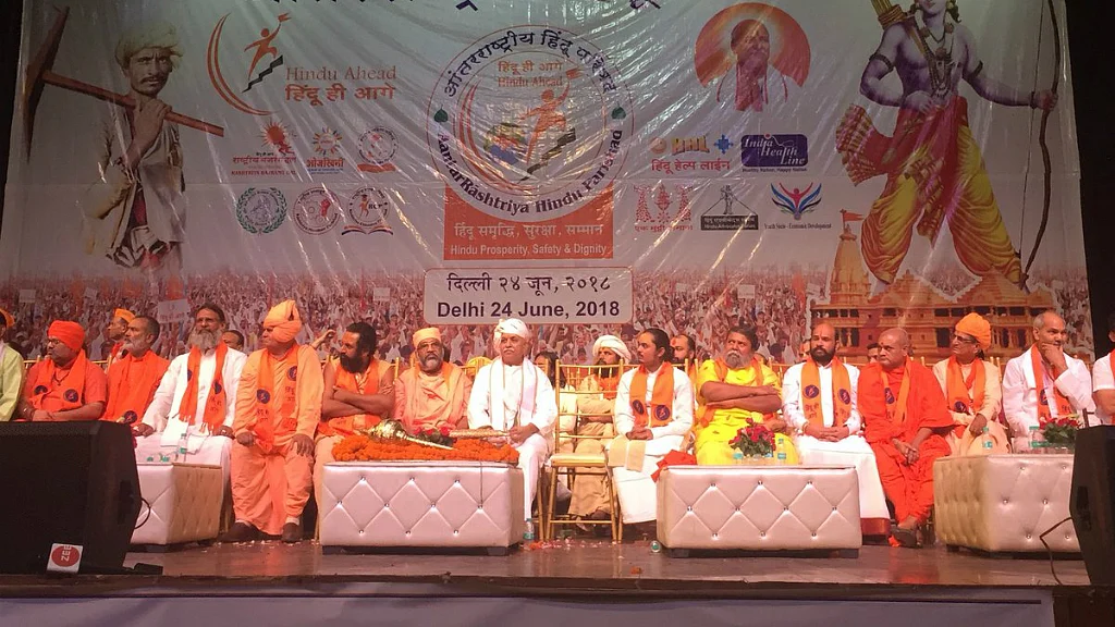 Former VHP President Praveen Togadia at the launch of his new political outfit in New Delhi on Sunday