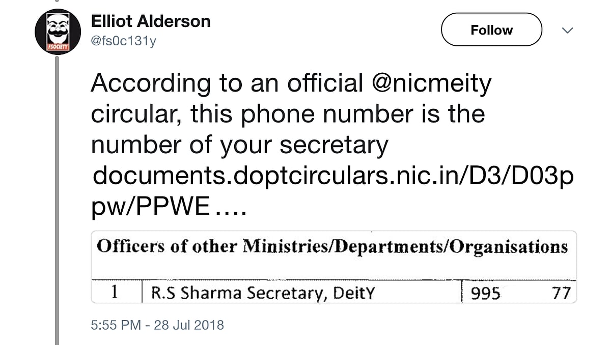 TRAI chief humbled after publishing his Aadhaar number in security challenge