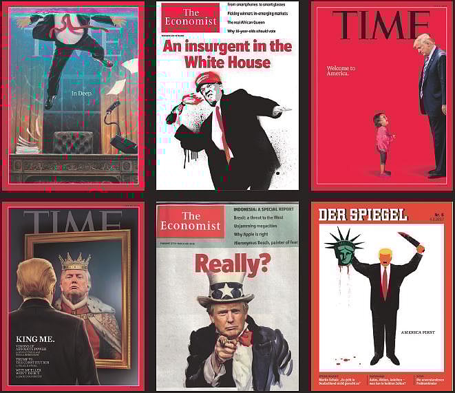 Magazines take on Donald Trump through covers