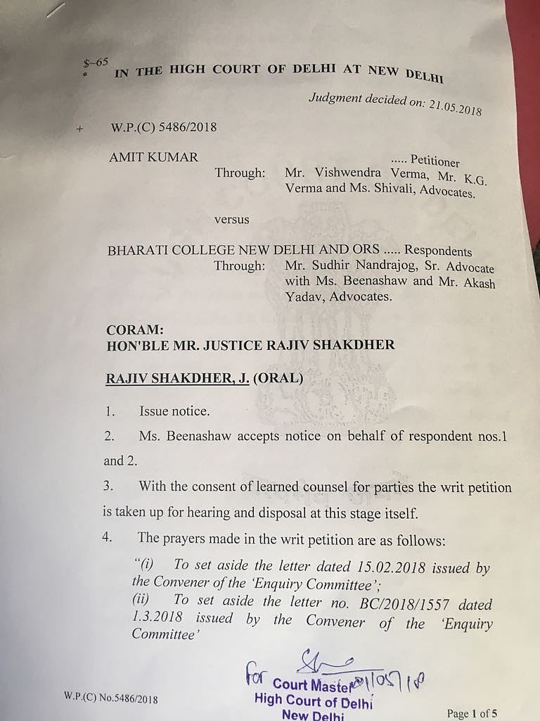 #MeToo: DU professor accused of sexual harassment; VC Tyagi stalls his removal