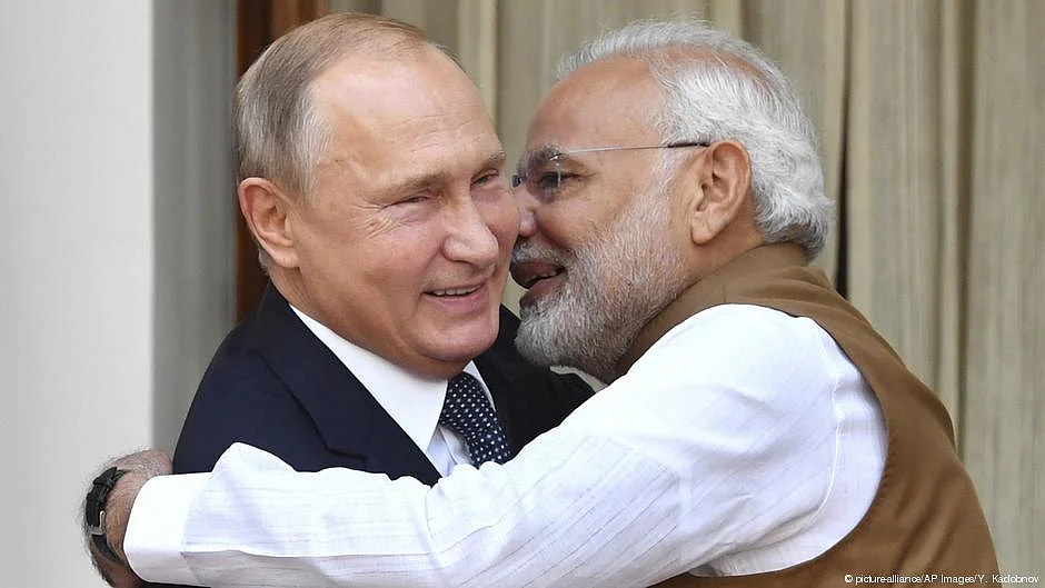Narendra Modi with Vladimir Putin