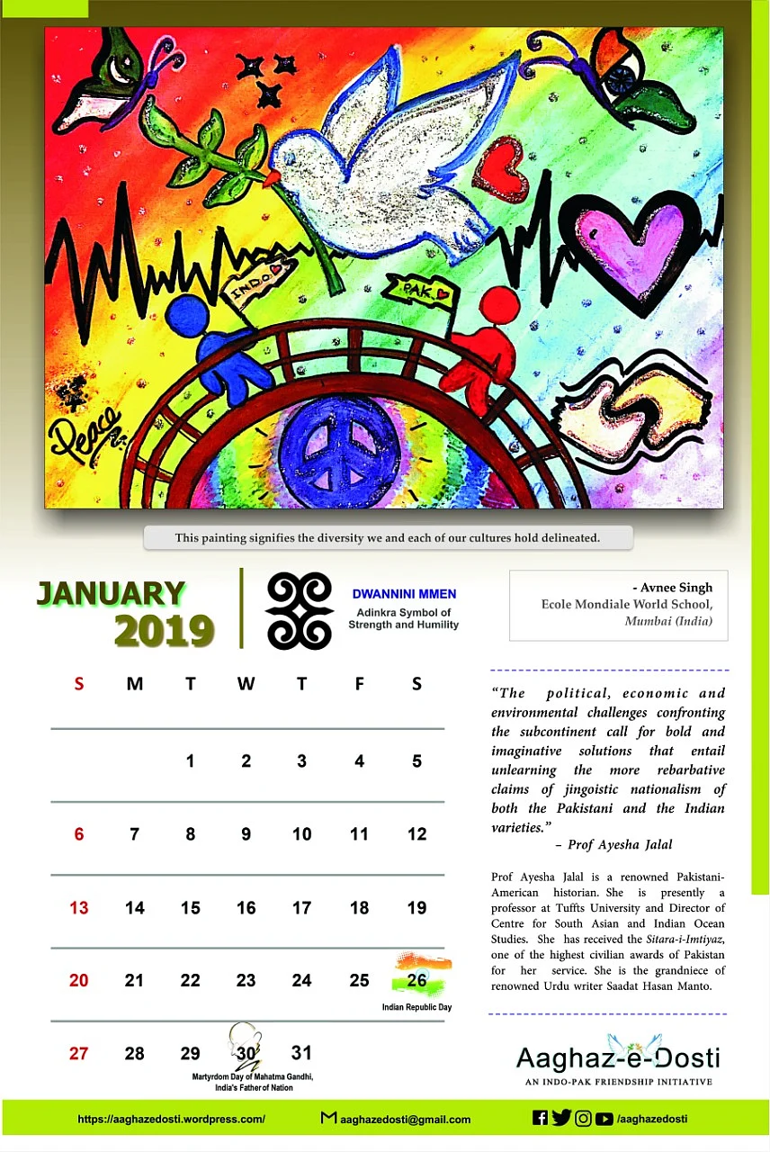 ‘Aaghaz-e-Dosti’ to launch 7th Indo-Pak peace calendar on January 20