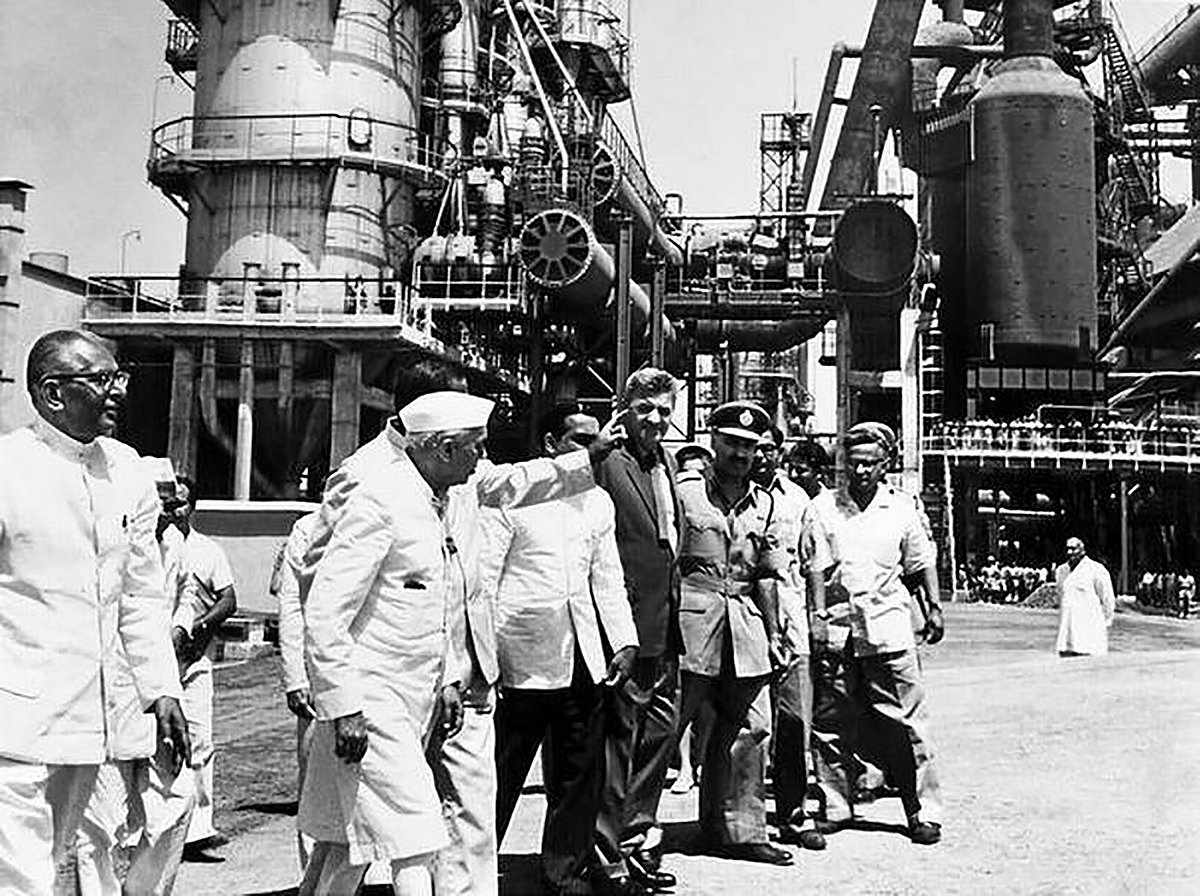 March 14, 1963: Prime Minister Jawaharlal Nehru on a visit to the Bhilai Steel Plant in what is now Chhattisgarh. Set up with the erstwhile Soviet Union’s assistance and inaugurated in 1959, the steel plant remains a major industrial project of the Nehru era.