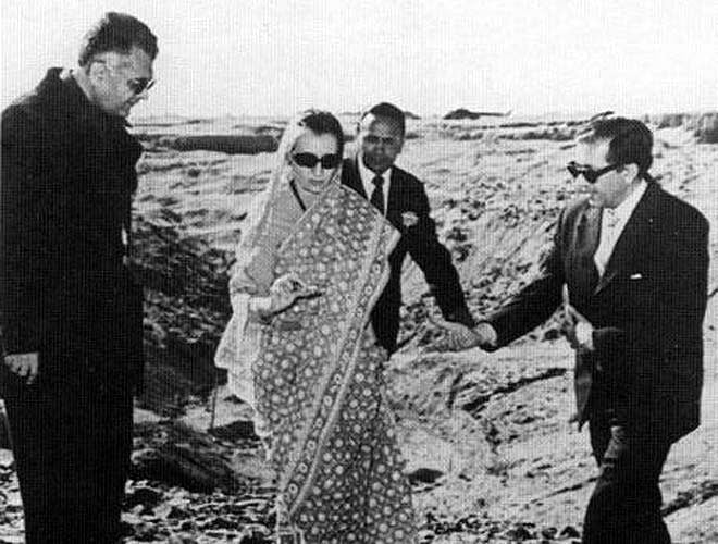Indira Gandhi at Pokhran, nuclear test site. After the nuclear test in Pokhran, Rajasthan in 1974, PM Indira Gandhi announced to the world that India would use nuclear energy for development and scientific purposes.
