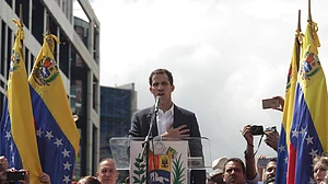 Venezuela’s Acting President Juan Guaido visits Colombian border to receive aid