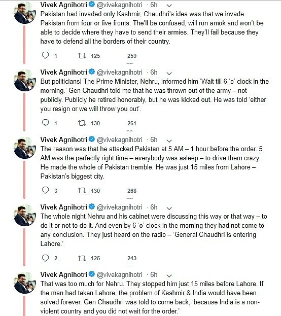 Vivek Agnihotri claims Nehru remained indecisive during 1965 Indo-Pak war, deletes tweet