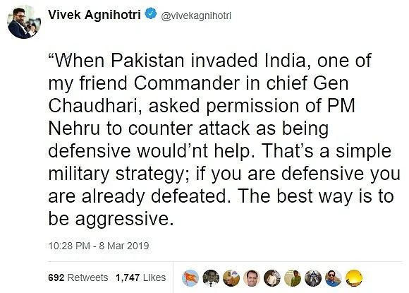 Vivek Agnihotri claims Nehru remained indecisive during 1965 Indo-Pak war, deletes tweet