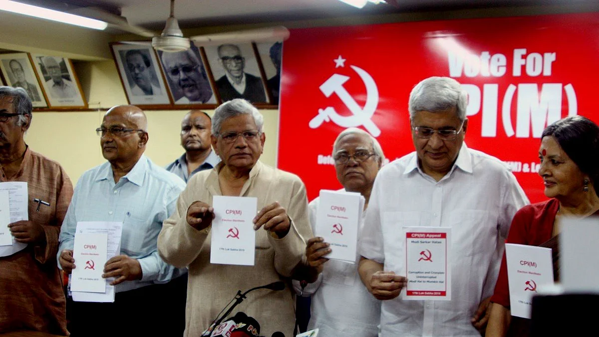 CPI(M) General Secretary Sitaram Yechury releases party’s manifesto (NH Photo by Vipin)