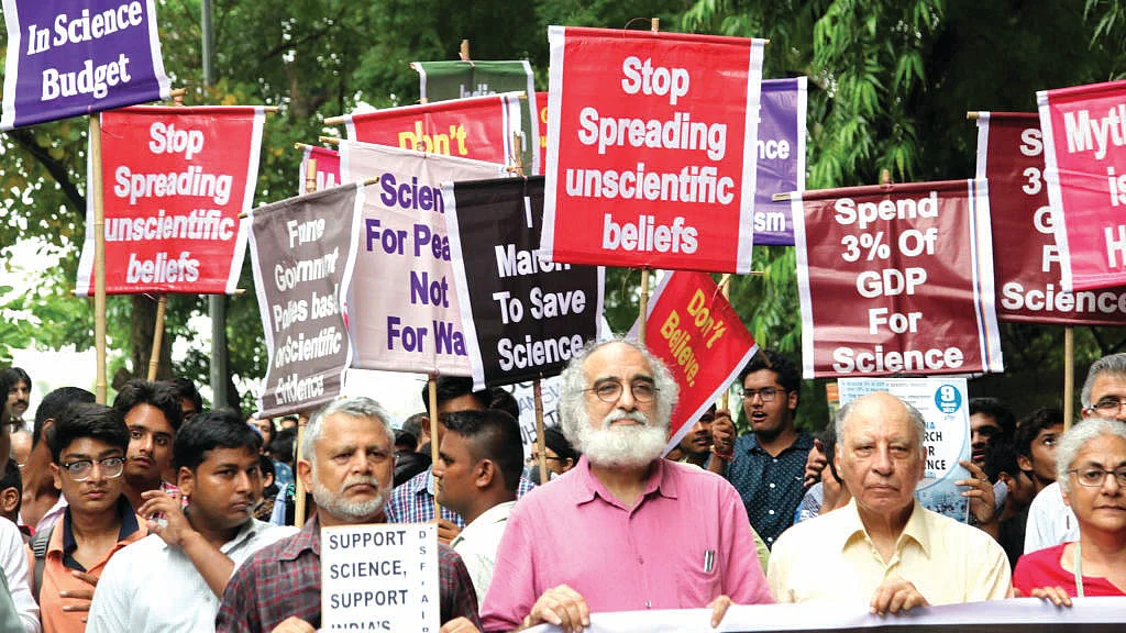Scientists take part in the ‘India March for Science’ on August
