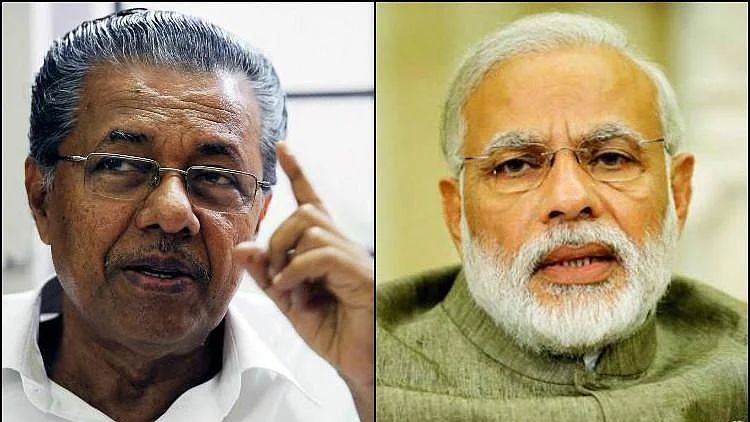 Pinarayi Vijayan (L) and Prime Minister Narendra Modi (R)