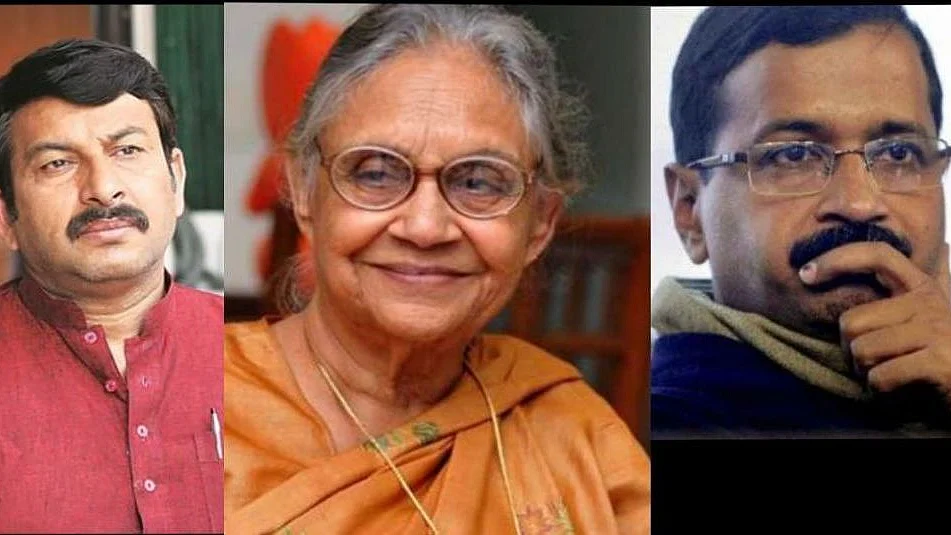 BJP Delhi President Manoj Tiwari, Congress President Sheila Dixit and Delhi CM Arvind Kejriwal (nh)
