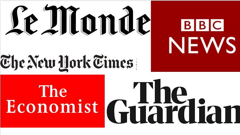 Economist, Guardian, NYT, Le Monde, BBC mastheads