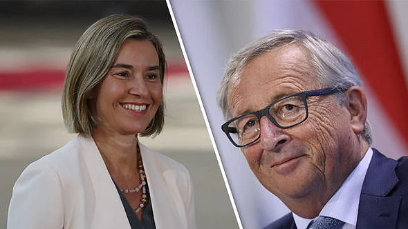 EU diplomatic chief Federica Mogherini and EU president Jean-Claude Juncker (file-Getty Images)