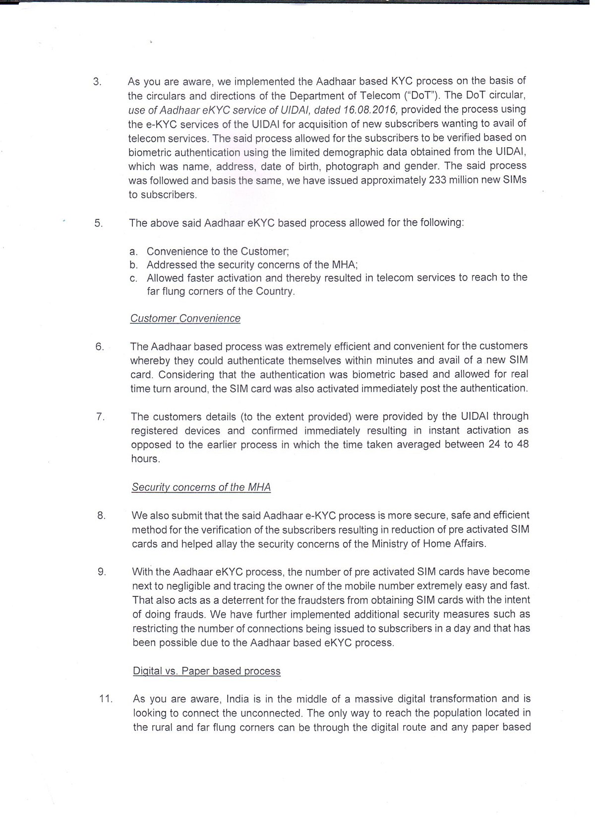 For whom is the Aadhaar Amendments Bill: only to please Telecom companies
