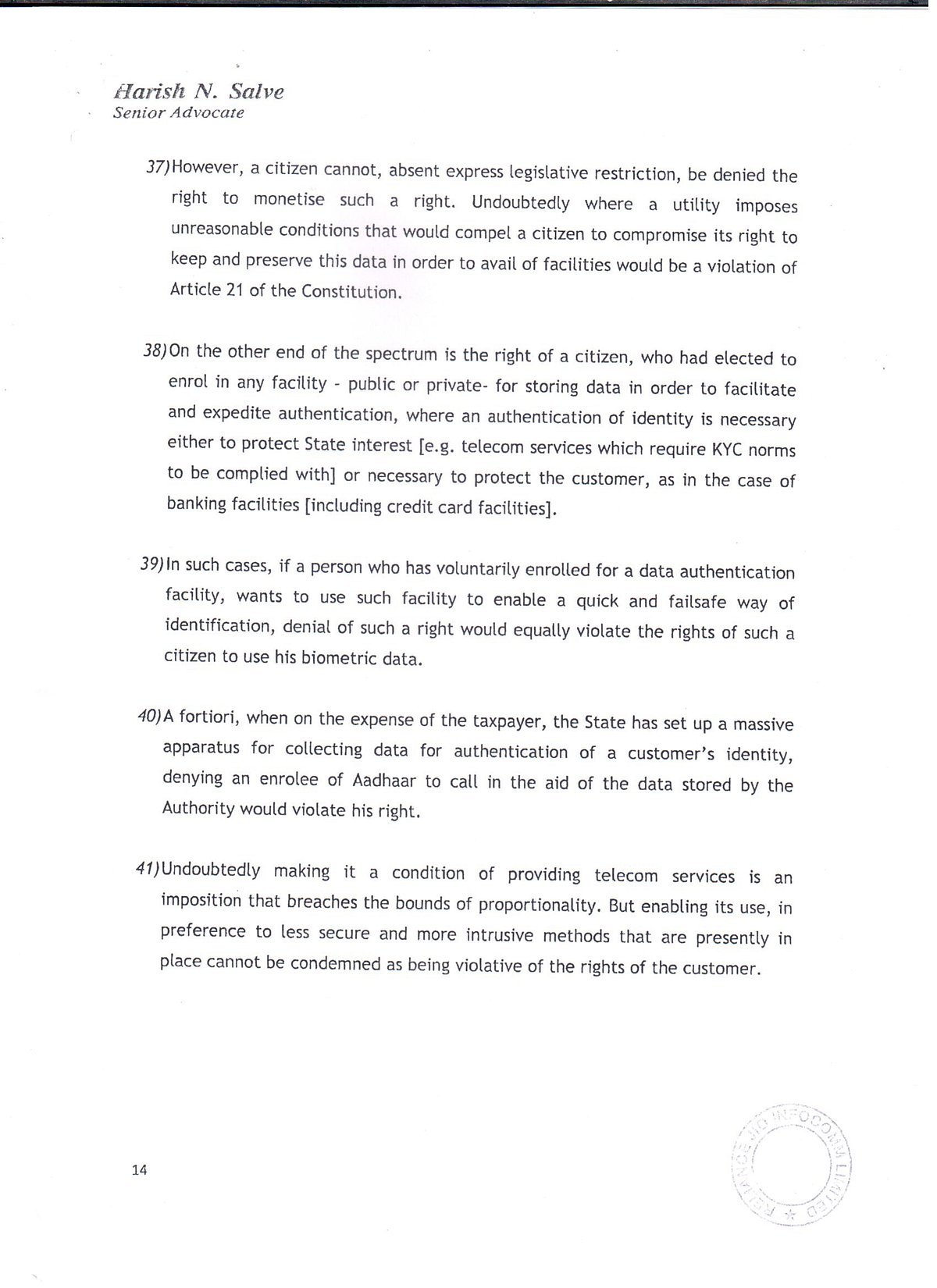 For whom is the Aadhaar Amendments Bill: only to please Telecom companies