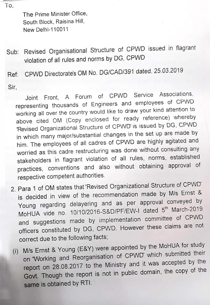 CPWD DG goes against report; orders delayering of junior staff, relocation of many units