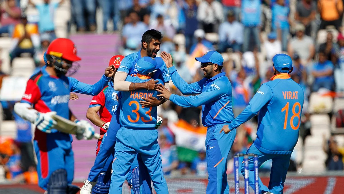 A jubilant Team India after their victory