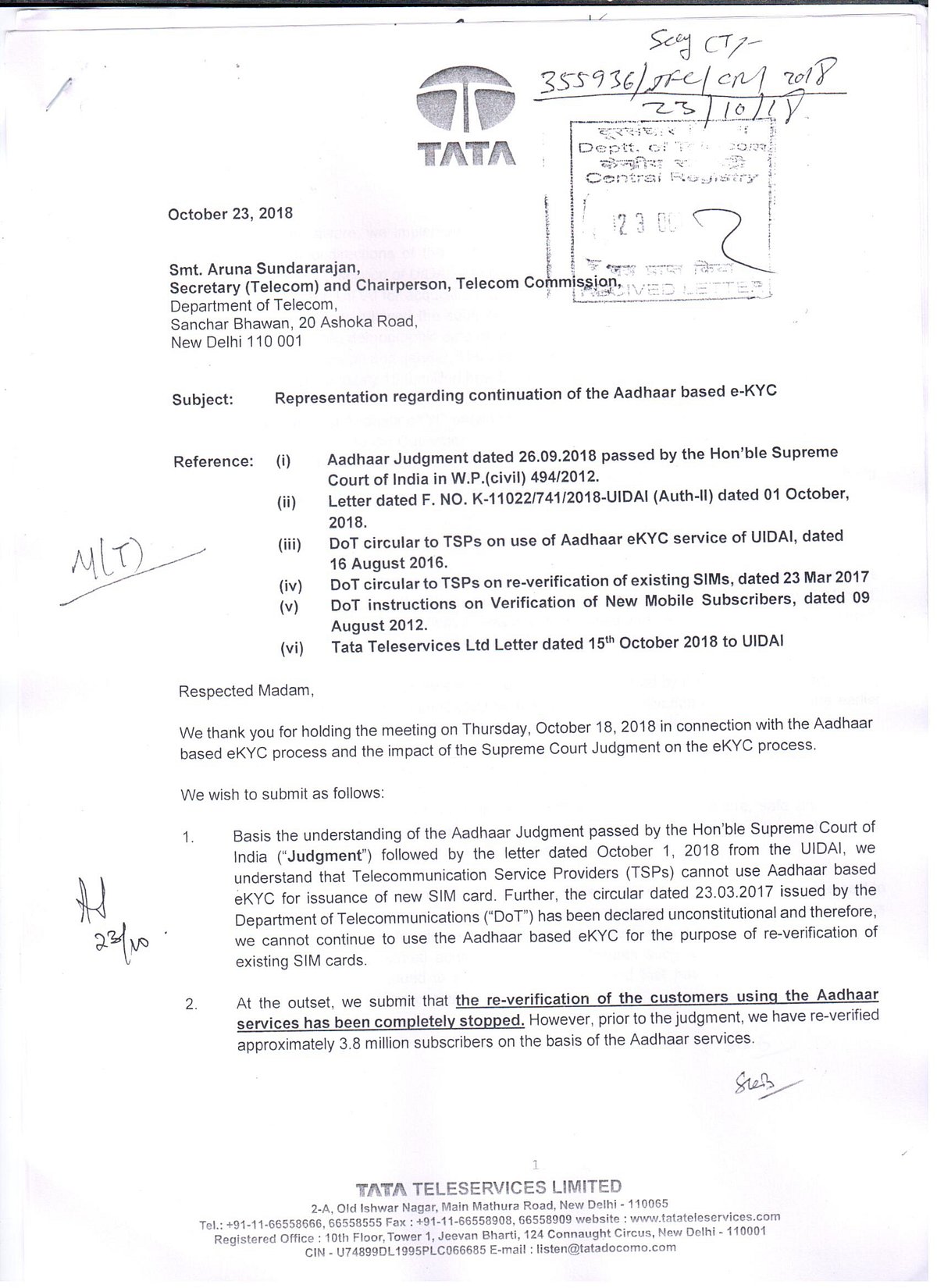For whom is the Aadhaar Amendments Bill: only to please Telecom companies
