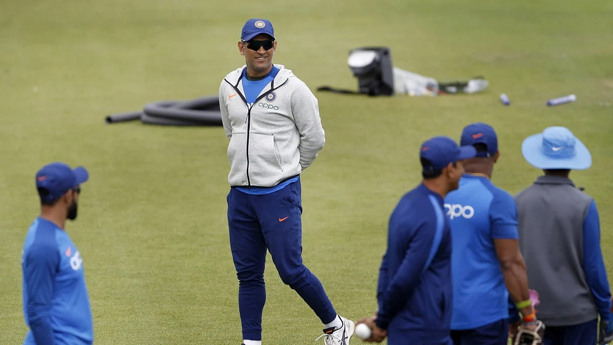 India’s MS Dhoni during a practice session. A file picture. (Photo: Surjeet Yadav/IANS)