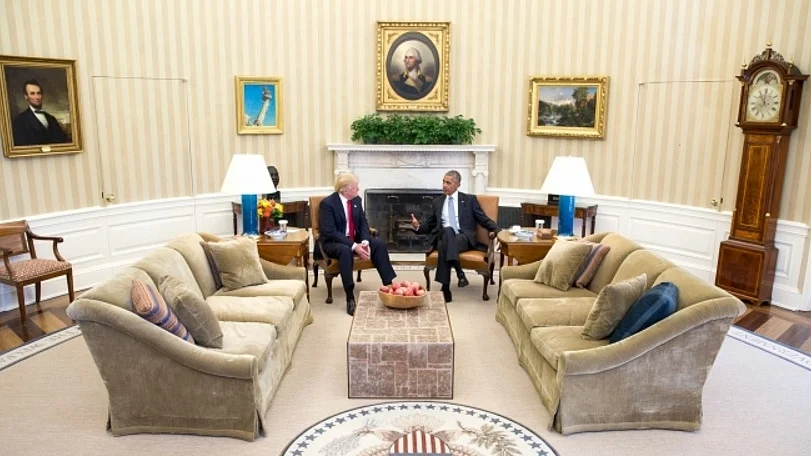 US President Donald Trump and former US President Barack Obama