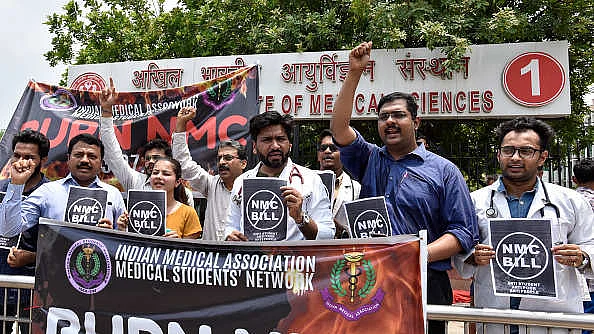 AIIMS doctors protesting against NMC Bill (file photo).