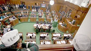 AAP MLAs protest in Delhi Assembly over Ravidas temple demolition