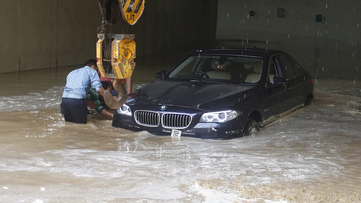 Rain damages underpass in Gurugram, traffic snarls follow