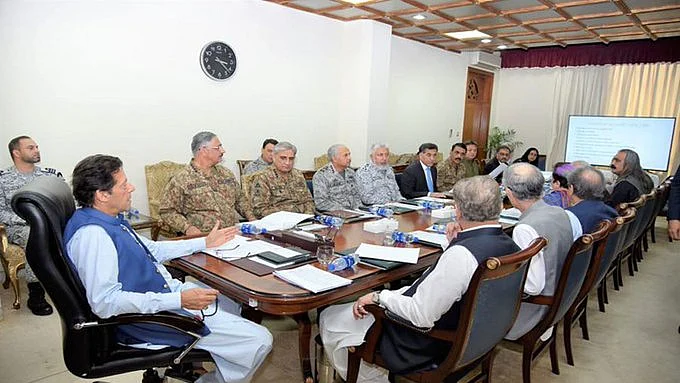 Pakistan PM Imran Khan chairing NSC meet, second within a week. (photo courtesy: social media) 