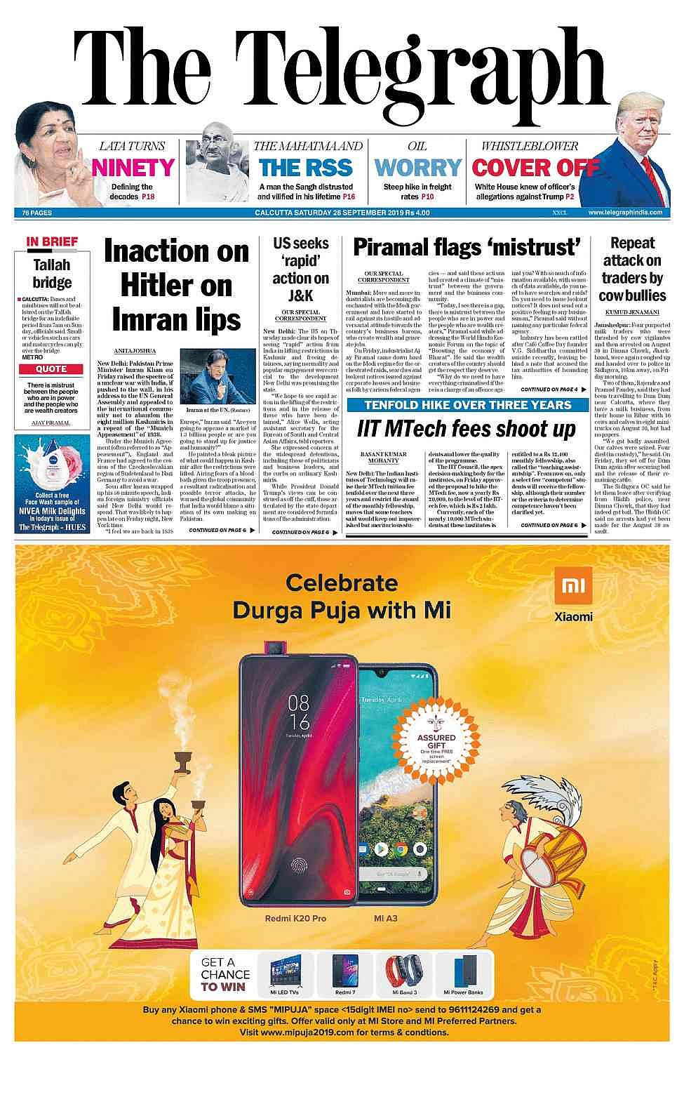 Front Pages This Morning - September 28, 2019